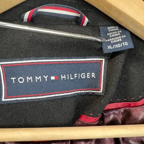 Tommy Hilfiger Womens Peacoat Wool Blend Sailor Coat Double Breast Lined Blk XL - Picture 4 of 16